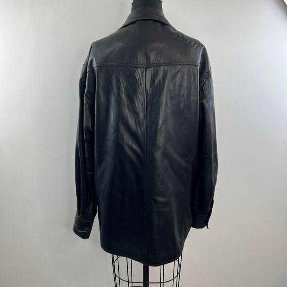 Jhane Barnes Black Western Shirt Jacket Soft Lamb Leather Snap-Button Sz 42 RARE - Picture 7 of 11